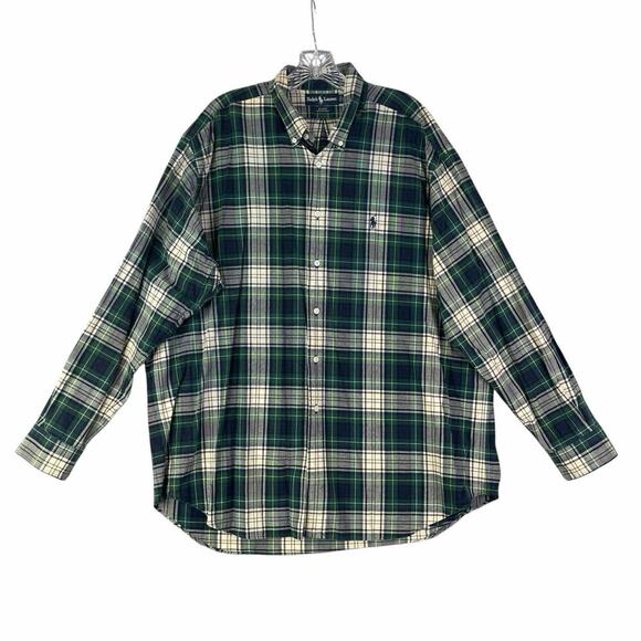 Polo Ralph Lauren Oxford Shirt Men’s Size XL Blake Green Plaid LS Button Down - Picture 2 of 8